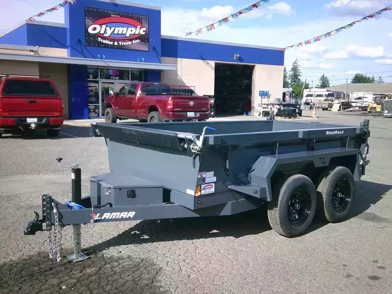 2026 Lamar 5x10 7K / Spreader Gate / Tarp / Ramps / 3 Way Pump Dump Trailer