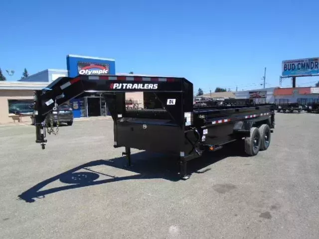 2026 PJ 7x16 14K Gooseneck Dump Tarp Kit Ramps Spreader Gate 7 Ga Floor DUMP SALE