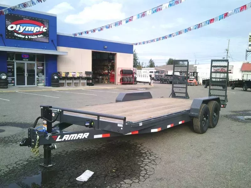 2026 Lamar H6 7x18 14K Equipment Trailer With Dove / HD Stand Up Ramps
