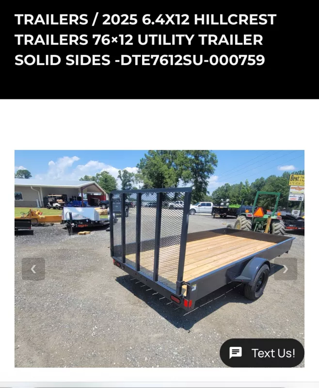 2024 Hillcrest Trailers 7612SU General Trailers