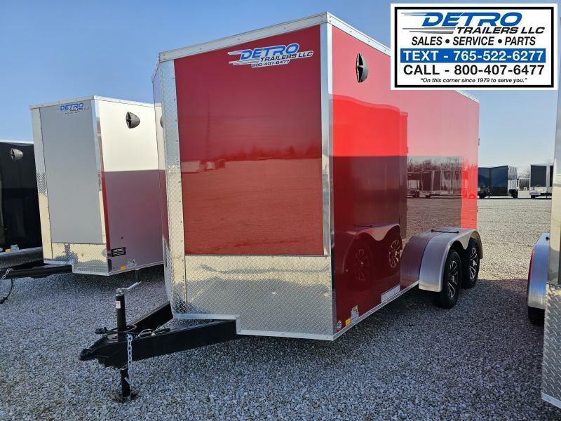 2025 BRIGHT RED Cargo Express XL SE 7' x 14' 7K Ramp Door Sloped V