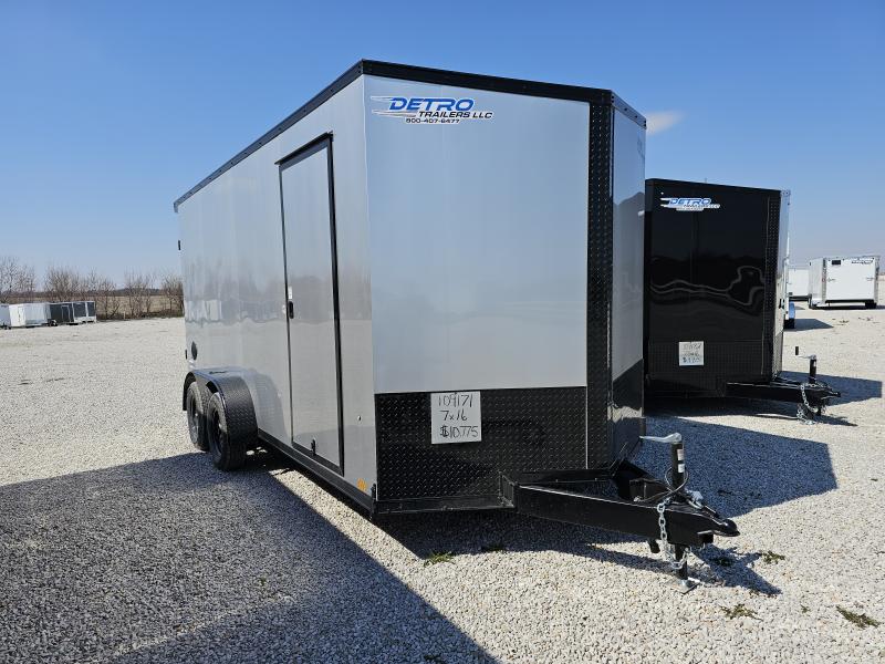 2024 SILVER/BLACK-OUT Look Element XL SE 7' x 16' 7K Enclosed Cargo Trailer w/ Side Escape Door