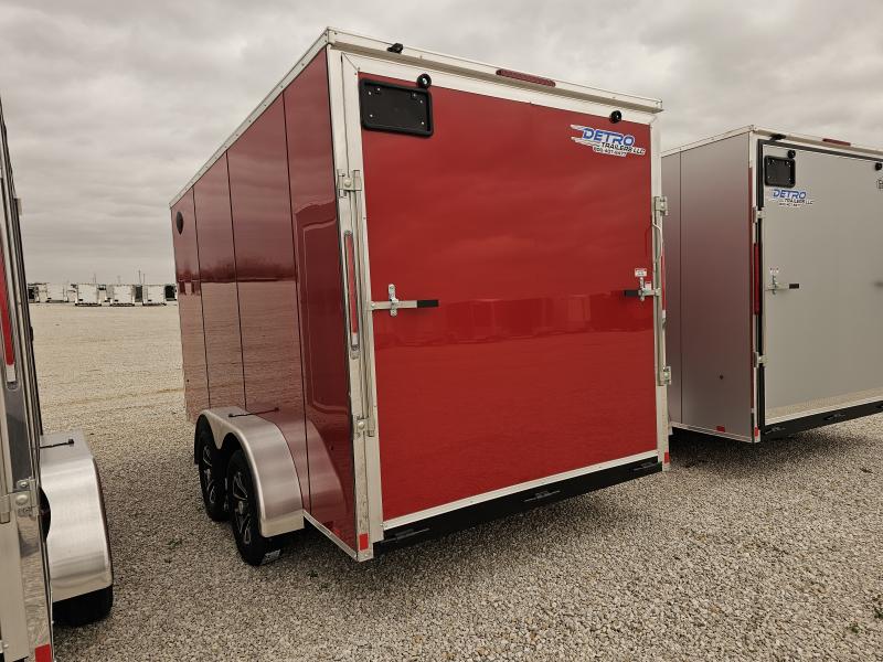 2025 BRIGHT RED Cargo Express XL SE 7' x 14' 7K Ramp Door Sloped V-nose ...