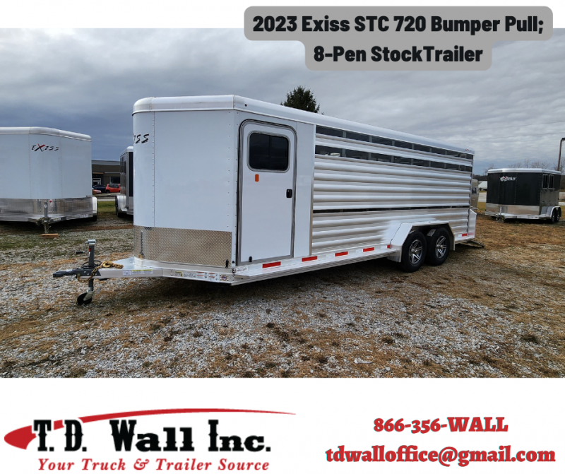 2023 Exiss STC 720 Bumper Pull; Stock 8Pen Stock Trailer Walls