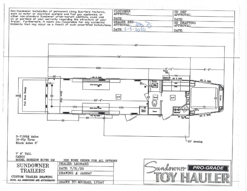2021 SUNDOWNER 8.5X42 GOOSENECK LIVING QUARTERS TOY HAULER WITH 24' GARAGE 2021 SUNDOWNER 8.5X42 GOOSENECK LIVING QUARTERS TOY HAULER WITH 24' GARAGE