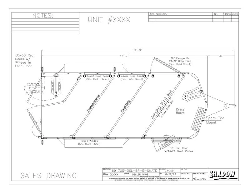 2026 Shadow Trailers 69170S-3SL-BP-E Horse Trailer