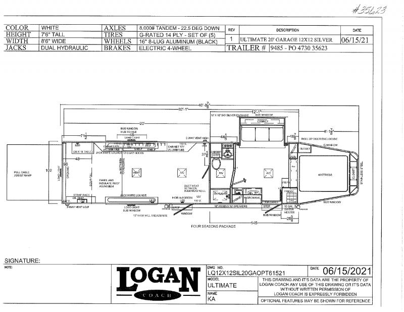 2021 LOGAN COACH 8.5'X40' GOOSENECK LIVING QUARTERS TOY HAULER WITH 20' GARAGE 2021 LOGAN COACH 8.5'X40' GOOSENECK LIVING QUARTERS TOY HAULER WITH 20' GARAGE