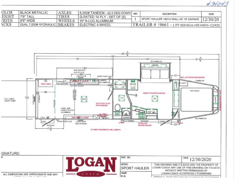 2021 LOGAN COACH 8.5'X38' GOOSENECK LIVING QUARTERS TOY HAULER WITH 16' GARAGE 2021 LOGAN COACH 8.5'X38' GOOSENECK LIVING QUARTERS TOY HAULER WITH 16' GARAGE