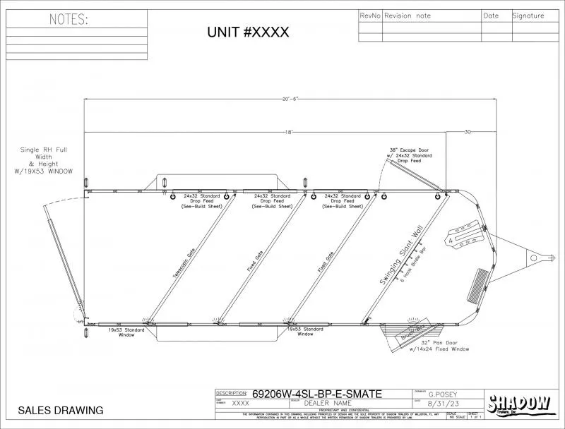 2025 Shadow Trailers 69206W-4SL-BP-E Horse Trailer