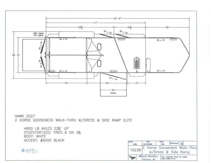 2026 Hawk Trailers 113E Horse Trailer