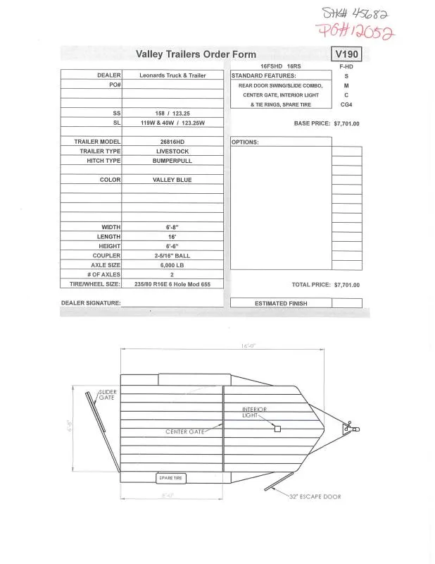 new Stock / Stock Combo Trailers Valley Trailers  for sale, in North Jackson, OH Thumbnail 2