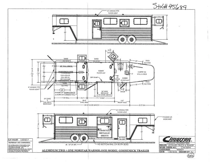 2026 Cimarron Trailers NS2+1G Horse Trailer