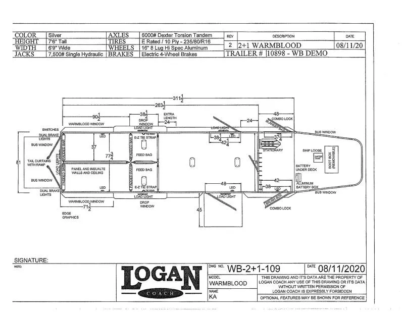 2022 Logan Coach 2+1 Horse Trailer