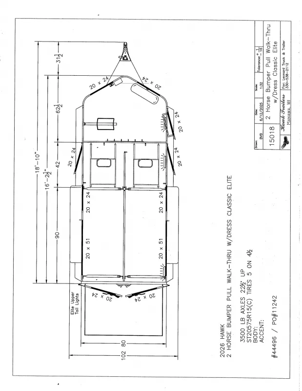 2024 Hawk Trailers 132E Horse Trailer