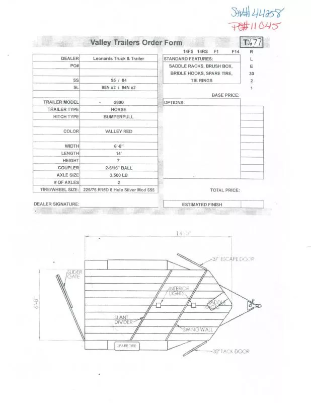 2024 Valley Trailers 2800 Horse Trailer