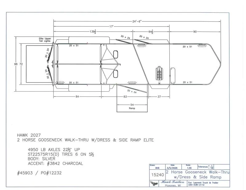 2026 Hawk Trailers 113E Horse Trailer