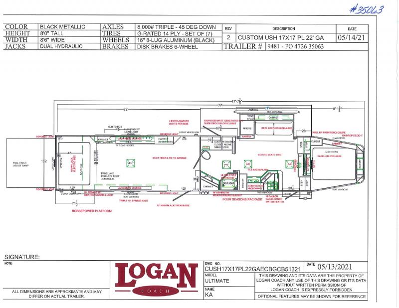 2021 LOGAN COACH 8.5 X 48 GOOSENECK LIVING QUARTERS TOY HAULER WITH 22' GARAGE 2021 LOGAN COACH 8.5 X 48 GOOSENECK LIVING QUARTERS TOY HAULER WITH 22' GARAGE