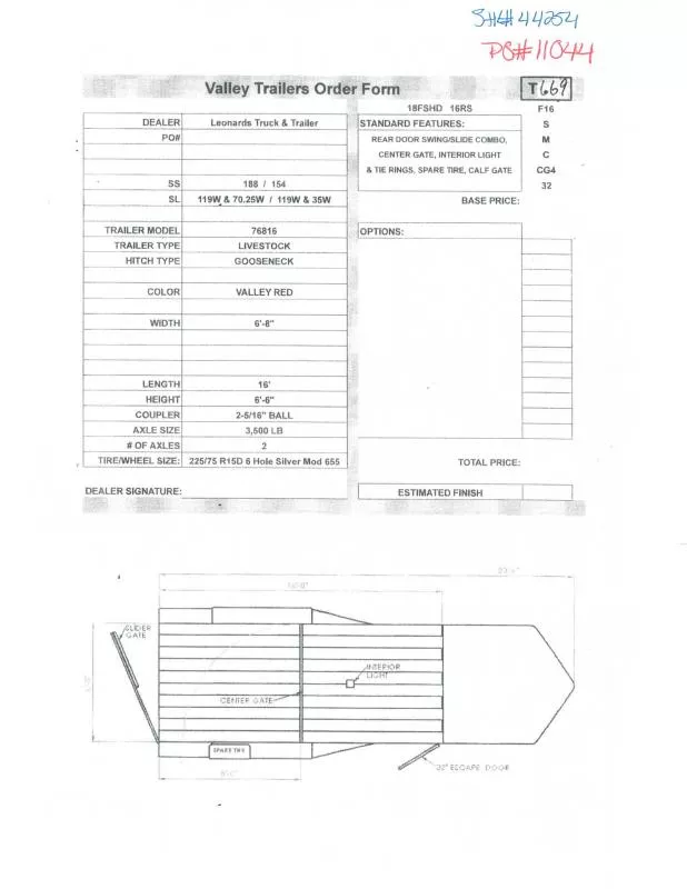 2025 Valley Trailers 76816 Stock / Stock Combo Trailer