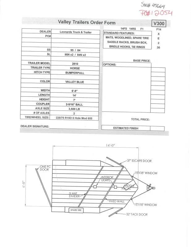 2026 Valley Trailers 2810 Horse Trailer