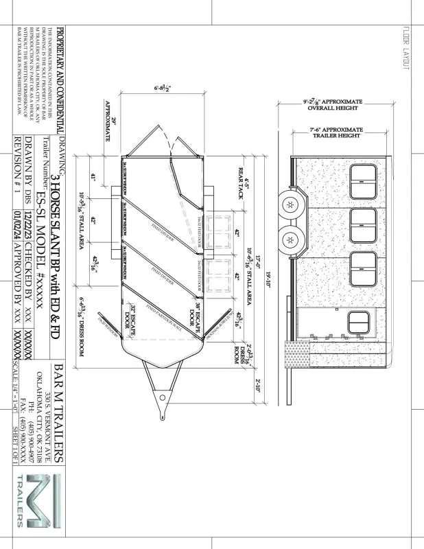 2026 Bar-M Trailers ES-30-SL Horse Trailer