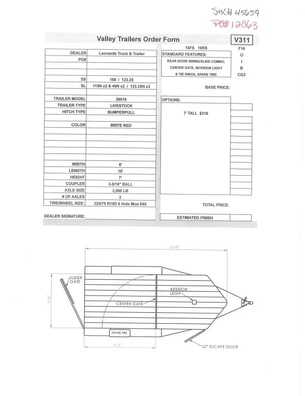 2025 Valley Trailers 26016 Stock / Stock Combo Trailer
