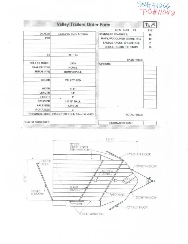 2024 Valley Trailers 2820 Horse Trailer