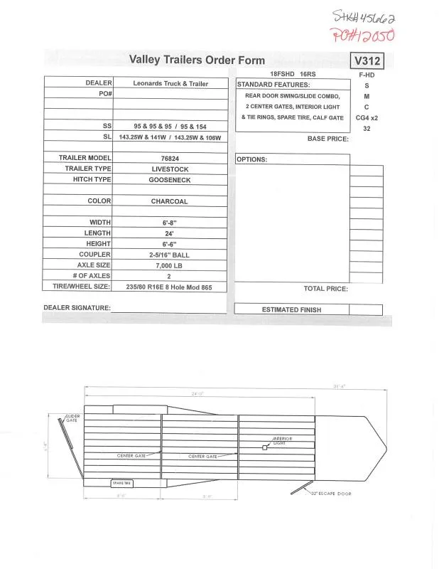 2026 Valley Trailers 76824 Stock / Stock Combo Trailer