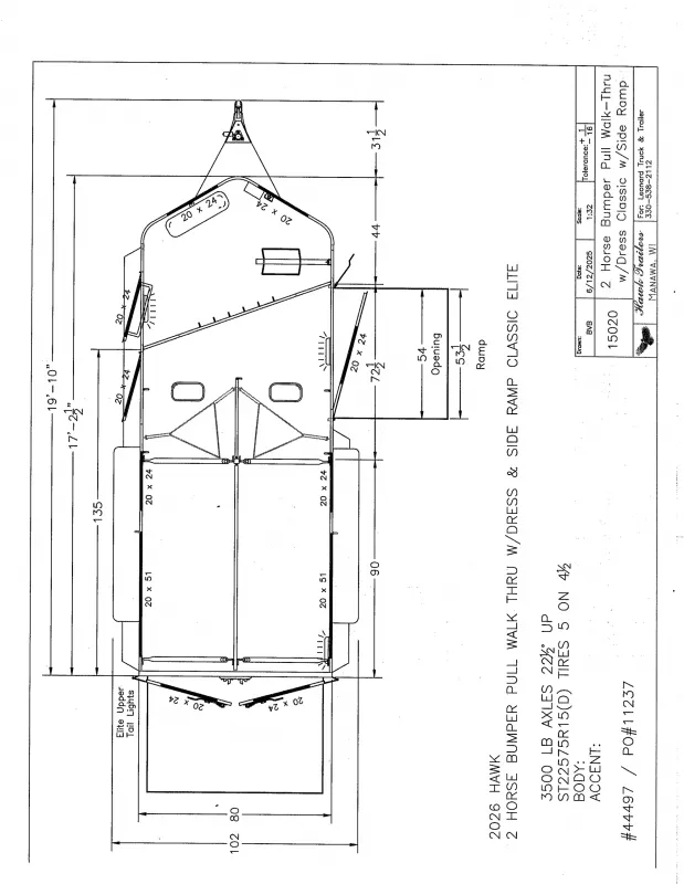 2024 Hawk Trailers 133E Horse Trailer