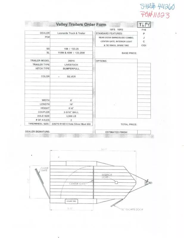 2025 Valley Trailers 26016 Stock / Stock Combo Trailer