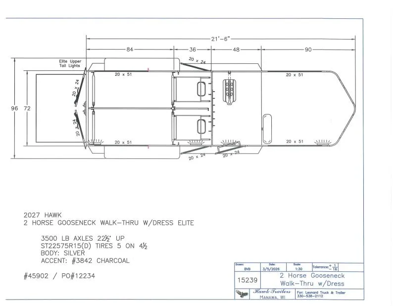 2026 Hawk Trailers 110E Horse Trailer