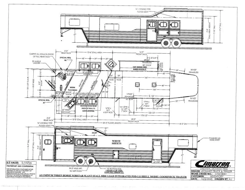 2027 Cimarron Trailers NS3G-16'9" side load Horse Trailer
