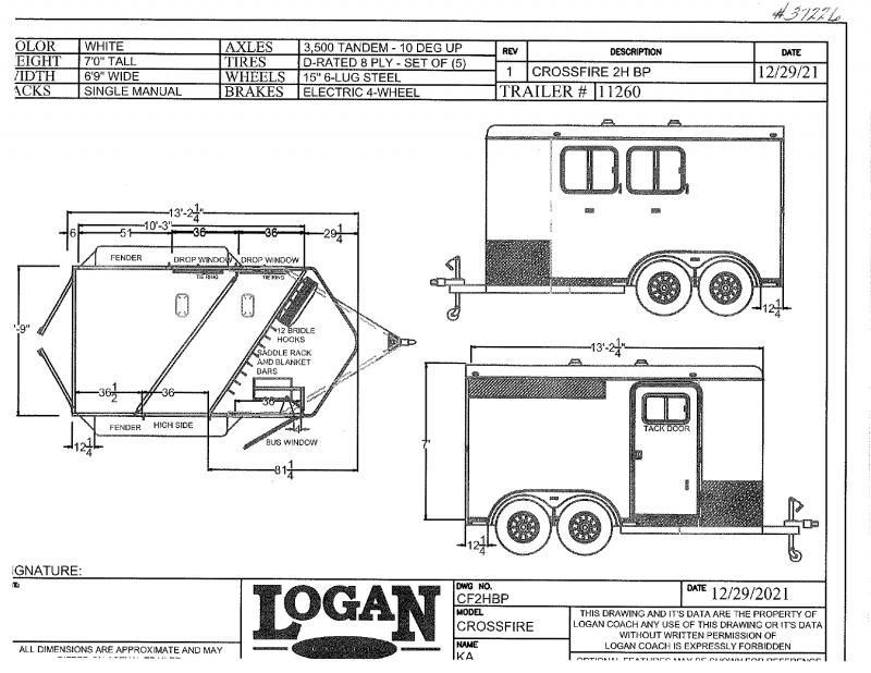 2022 New 2 Horse Logan Crossfire Bumper Pull Horse Trailer Horse