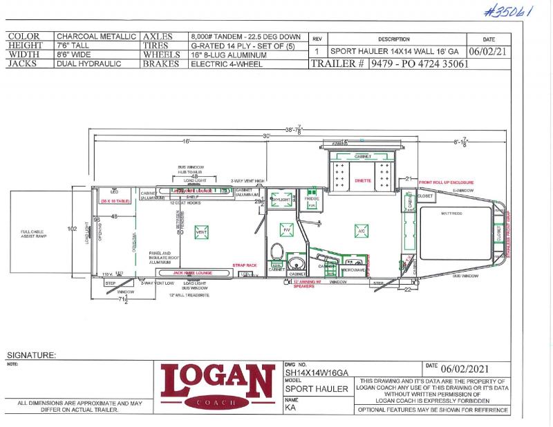 2021 LOGAN COACH 8.5'X38' GOOSENECK LIVING QUARTERS TOY HAULER WITH 16' GARAGE 2021 LOGAN COACH 8.5'X38' GOOSENECK LIVING QUARTERS TOY HAULER WITH 16' GARAGE
