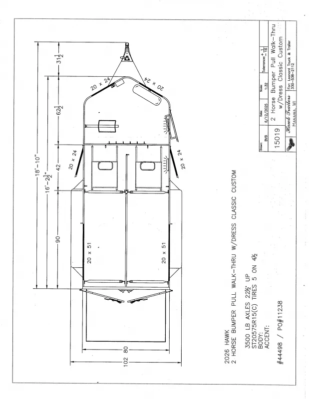2024 Hawk Trailers 132C Horse Trailer