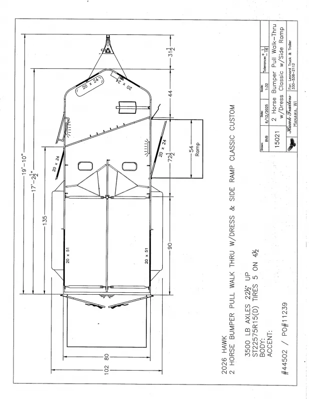 2024 Hawk Trailers 133C Horse Trailer