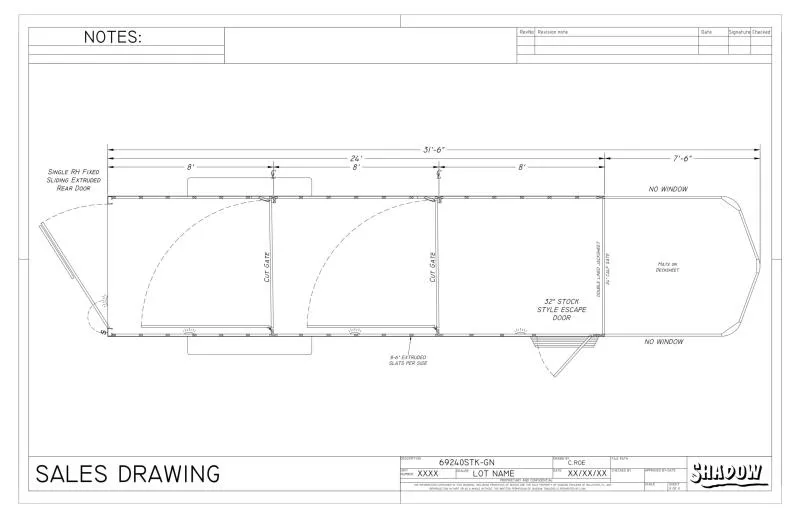 2026 Shadow Trailers 69240STK-GN Stock / Stock Combo Trailer