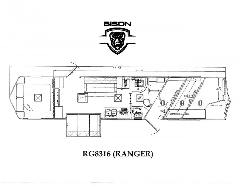 2024 Bison Trailers RG8316S Horse Trailer