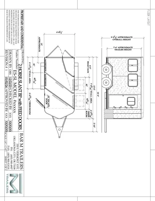 2026 Bar-M Trailers ES-20-SL Horse Trailer