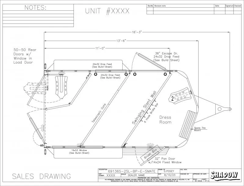 2025 Shadow Trailers 69136STK-2SL-BP Horse Trailer