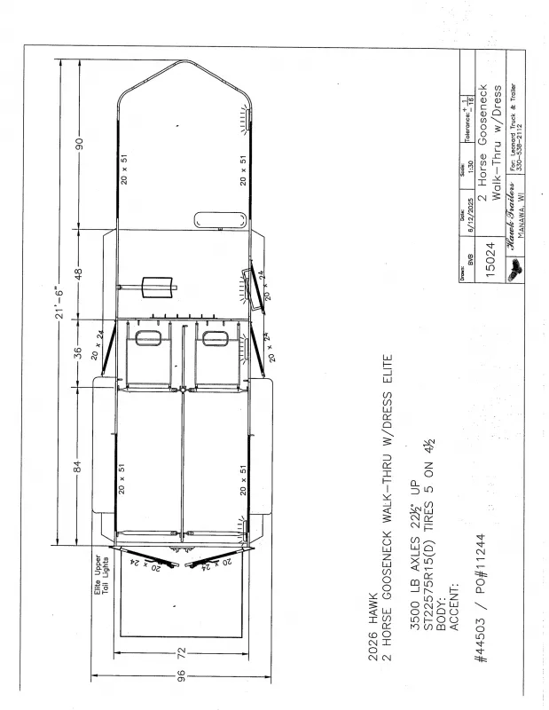 2025 Hawk Trailers 110E Horse Trailer