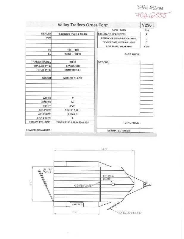 2026 Valley Trailers 26014 Stock / Stock Combo Trailer