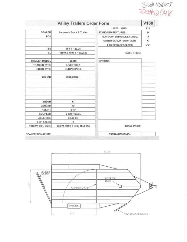 2026 Valley Trailers 26016 Stock / Stock Combo Trailer