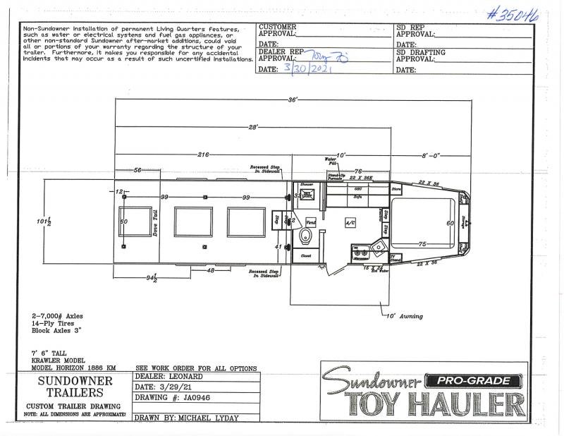 2021 28' SUNDOWNER KRAWLER MODEL TOY HAULER 2021 28' SUNDOWNER KRAWLER MODEL TOY HAULER