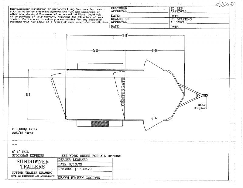 2022 16' SUNDOWNER BUMPER PULL STOCK TRAILER 2022 16' SUNDOWNER BUMPER PULL STOCK TRAILER