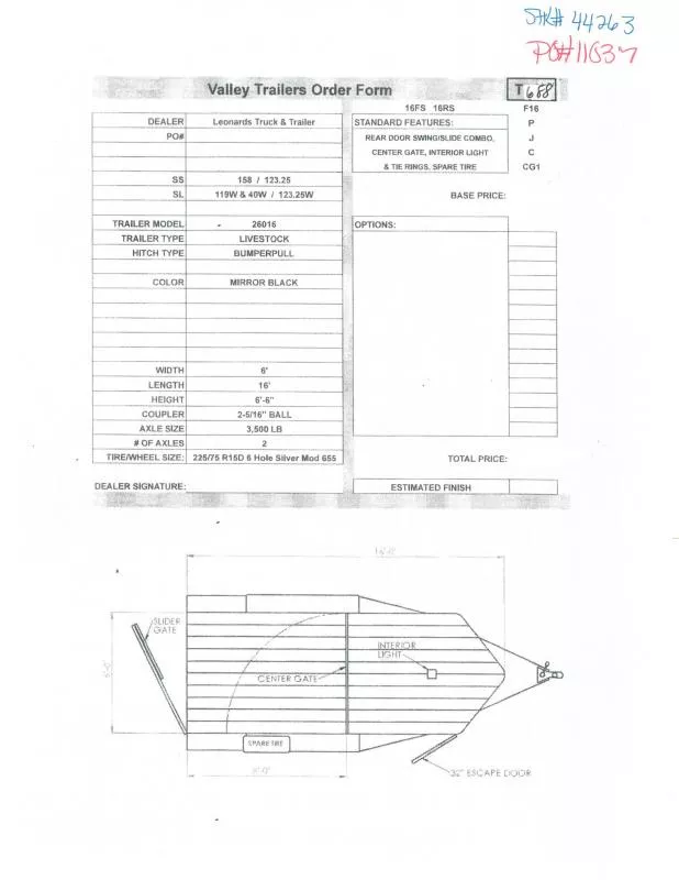 2025 Valley Trailers 26016 Stock / Stock Combo Trailer