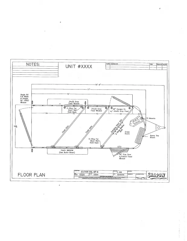 2024 Shadow Trailers 64170W-3SL-BP-E Horse Trailer