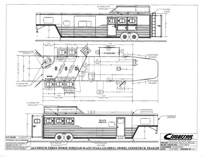 2026 Cimarron Trailers NS3G-14'9" Horse Trailer