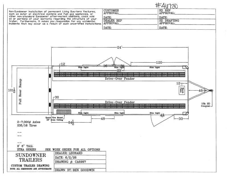 2027 Sundowner Trailers XTRA24BP 1 CAR RAMP OVER Car / Racing Trailer