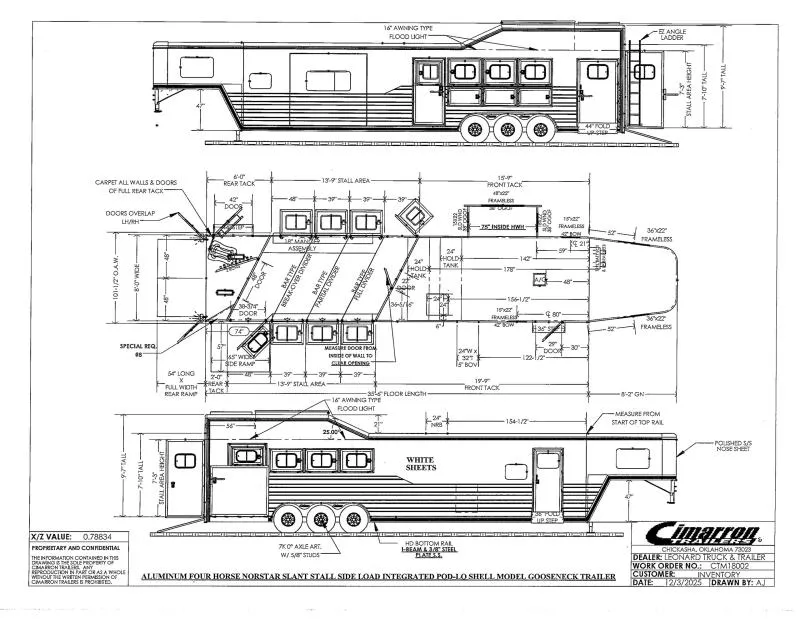 2027 Cimarron Trailers NS4G-156LQSL Horse Trailer