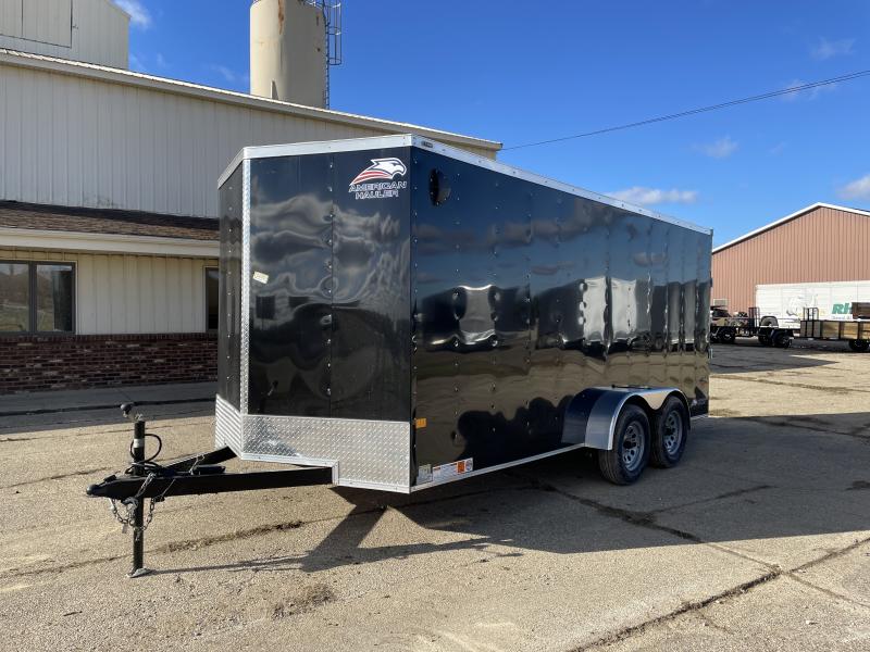 American Hauler 7x16 V-Nose Ramp Enclosed Cargo Trailer Black w/7ft Interior American Hauler 7x16 V-Nose Ramp Enclosed Cargo Trailer Black w/7ft Interior